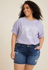 Plus Size Floral Peace Relaxed Fit Graphic Tee, C81, small