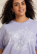 Plus Size Floral Peace Relaxed Fit Graphic Tee, C81, small
