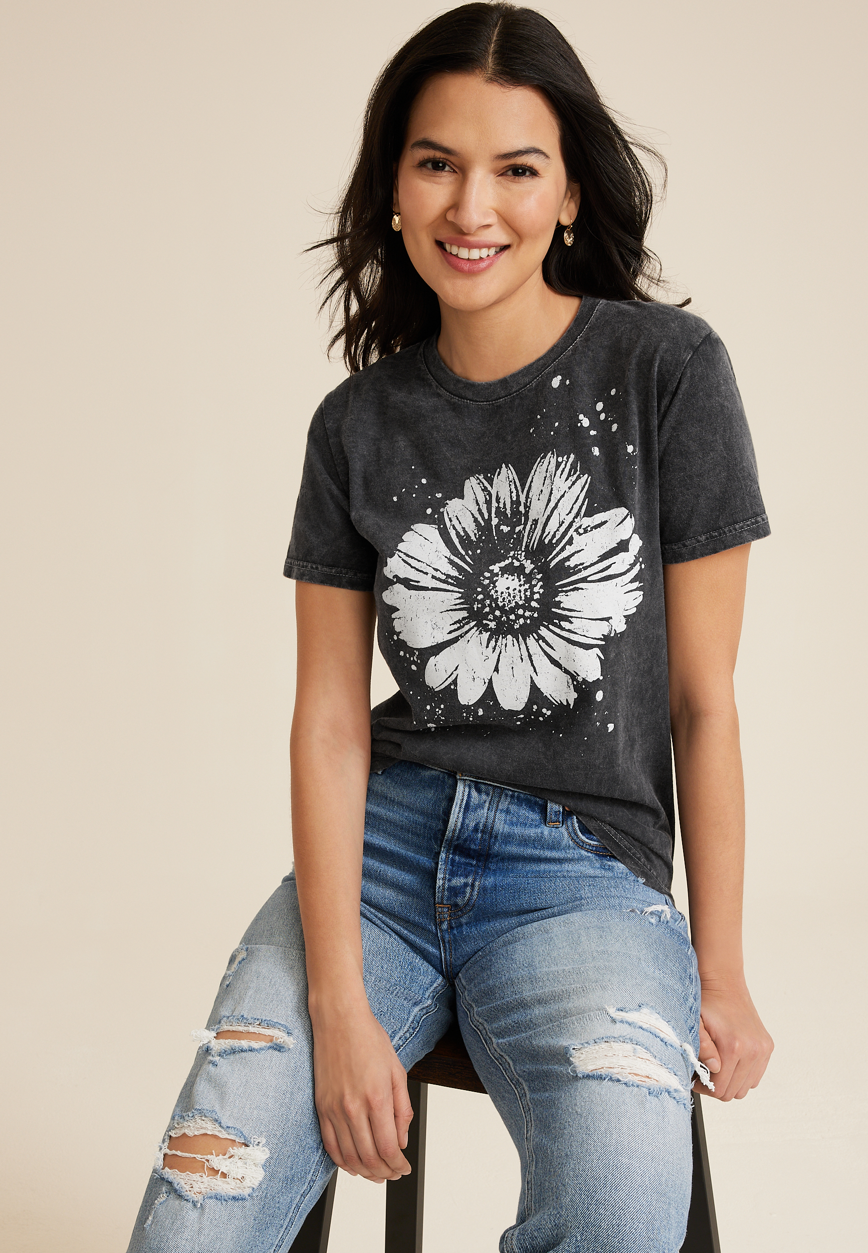 Splatter Flower Relaxed Fit Graphic Tee