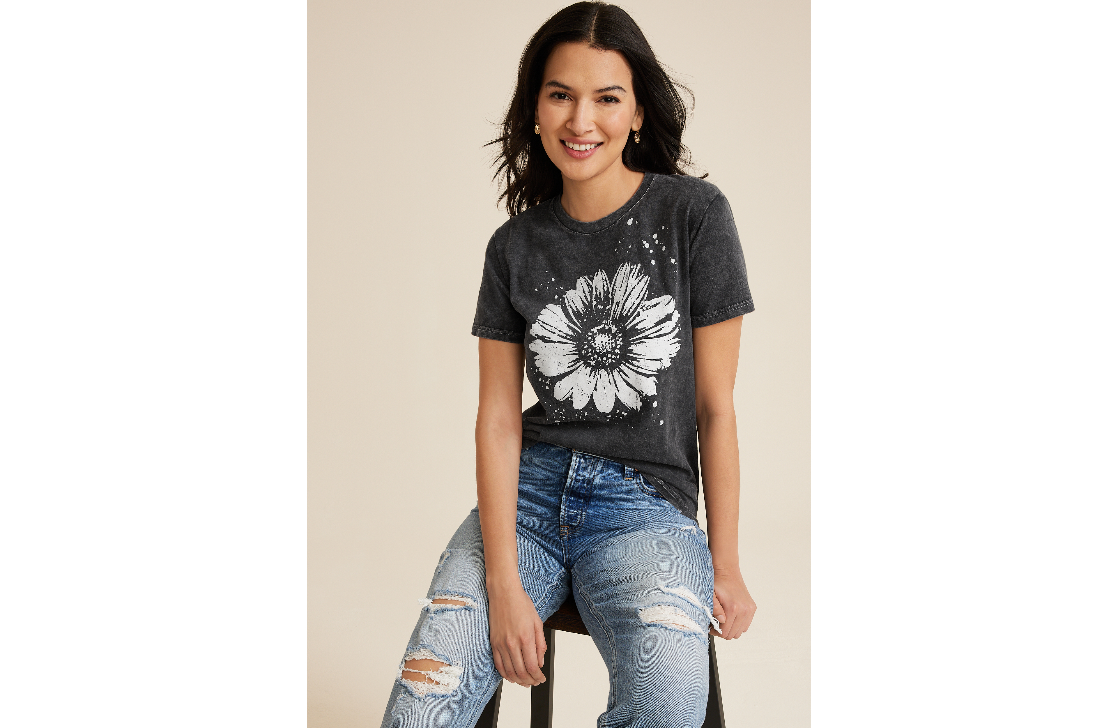 Splatter Flower Relaxed Fit Graphic Tee