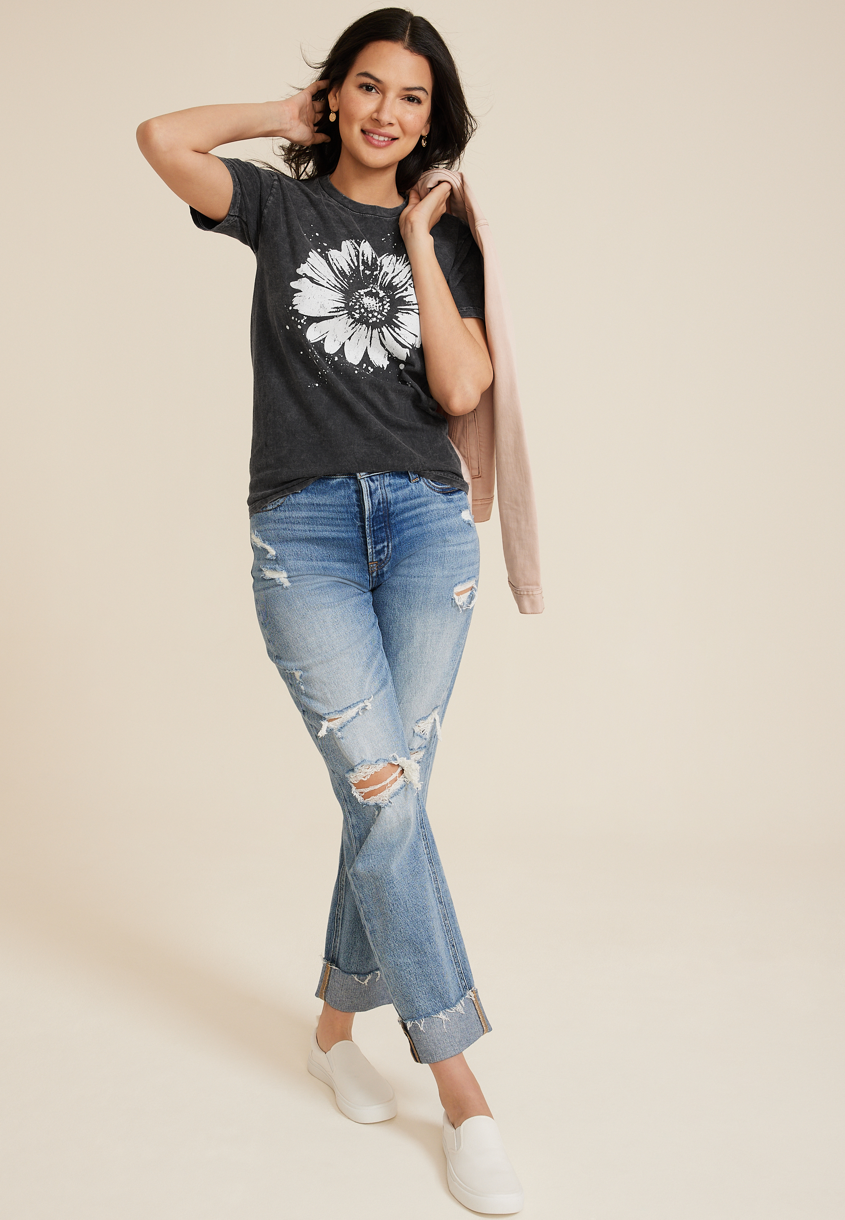 Splatter Flower Relaxed Fit Graphic Tee