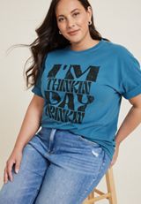 Plus Size Day Drinkin Relaxed Fit Graphic Tee, BLUE, small