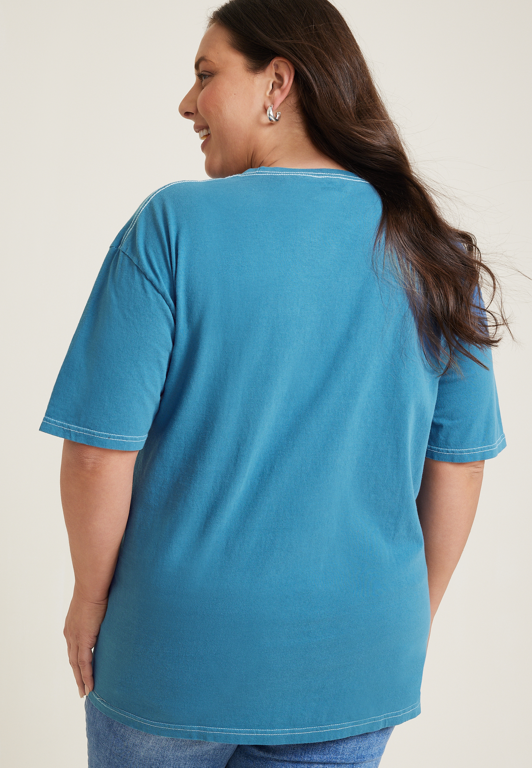 Plus Size Day Drinkin Relaxed Fit Graphic Tee, BLUE, large