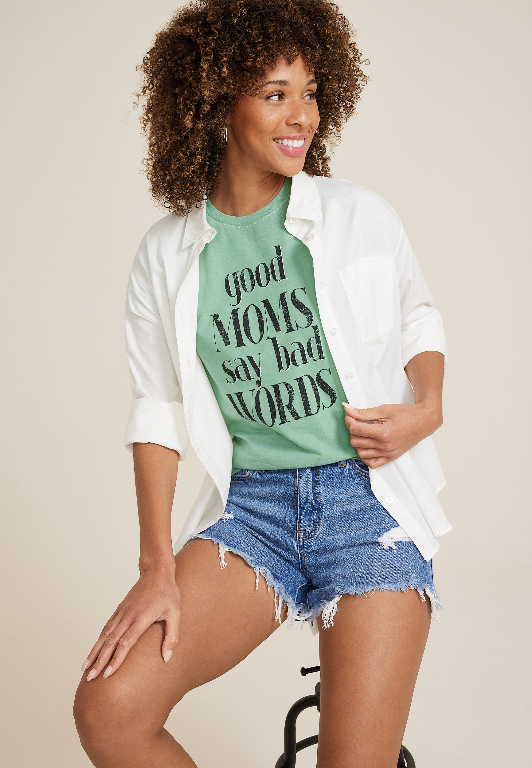 Good Moms Say Bad Words Relaxed Fit Graphic Tee, C201, large