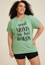 Plus Size Good Moms Say Bad Words Relaxed Fit Graphic Tee, C201, small