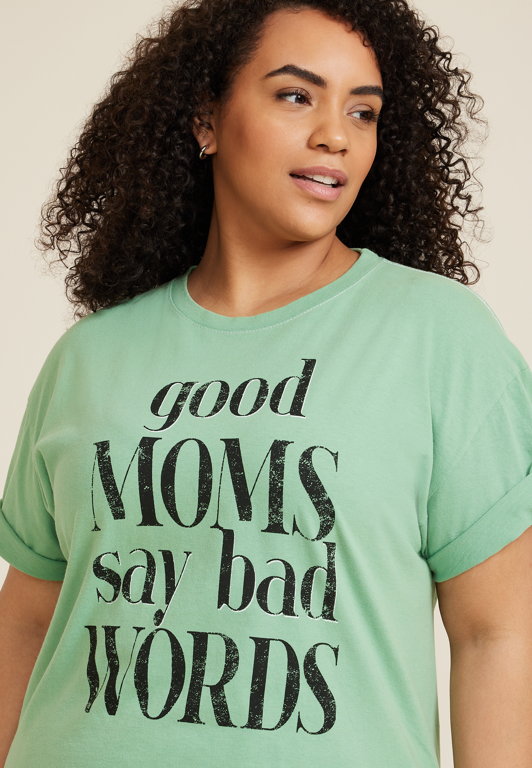 Plus Size Good Moms Say Bad Words Relaxed Fit Graphic Tee, C201, large