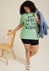 Plus Size Good Moms Say Bad Words Relaxed Fit Graphic Tee, C201, small