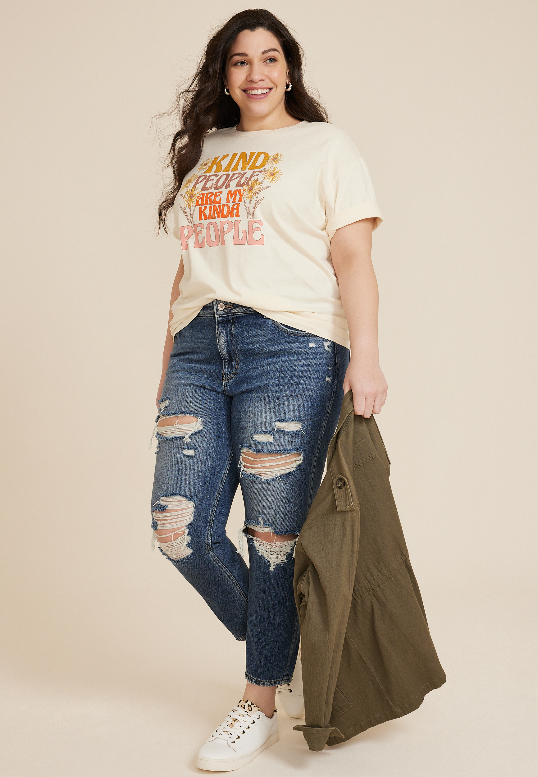 Plus Size Kind People Are My Kinda People Relaxed Fit Graphic Tee, C2789, large