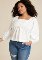 Plus Size Embroidered Peasant Blouse, C4673, small