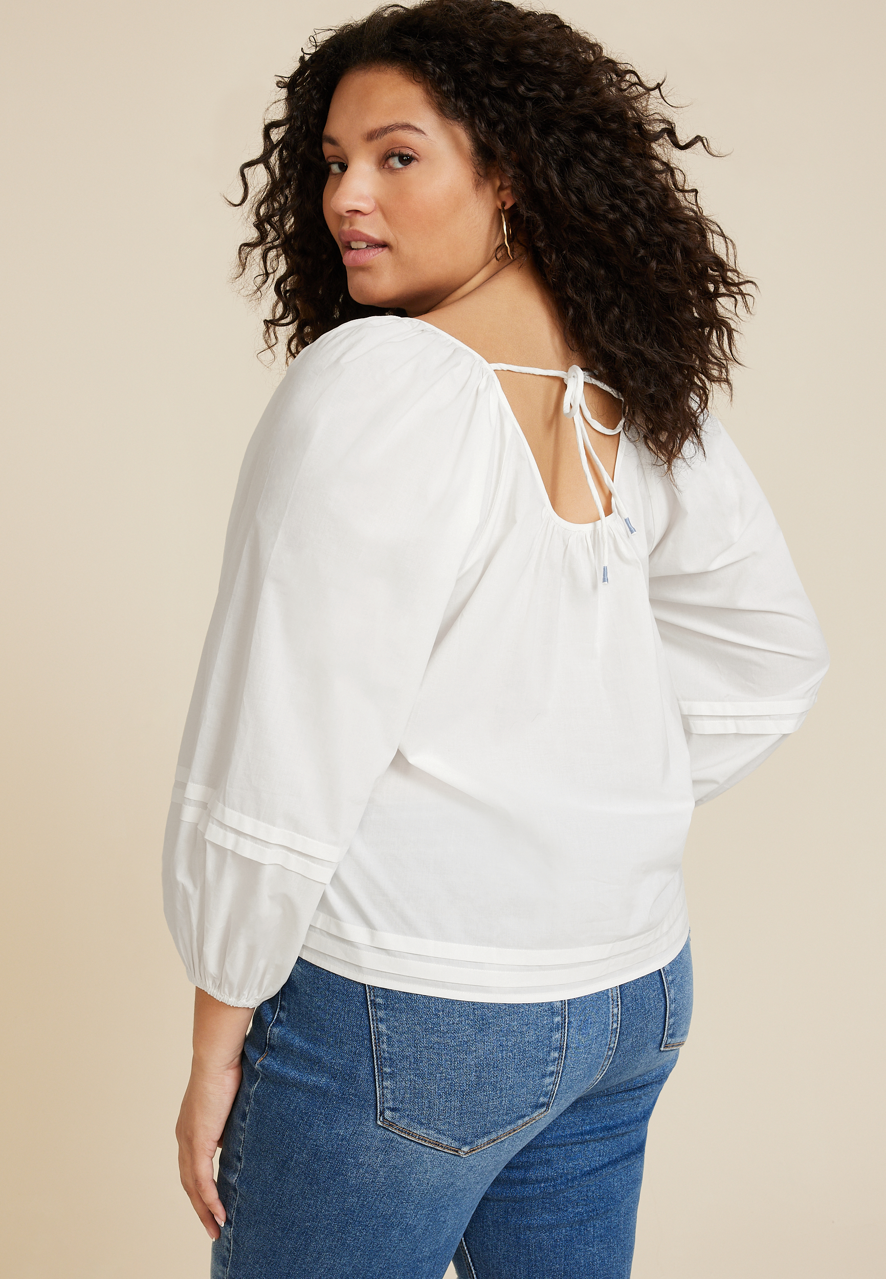 Plus Size Embroidered Peasant Blouse, C4673, large
