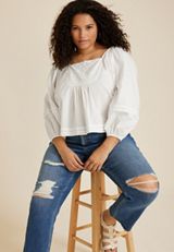 Plus Size Embroidered Peasant Blouse, C4673, small