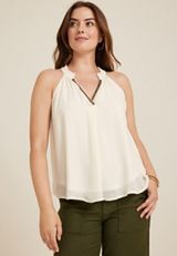Studded V Neck Tank Top, C2789, small