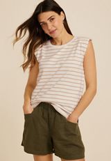 Striped Padded Shoulder Tank Top, C6074, small