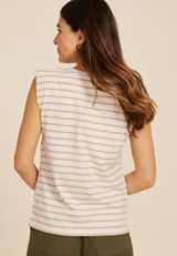 Striped Padded Shoulder Tank Top, C6074, small