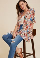 Postcard Print Kimono, MULTI, small