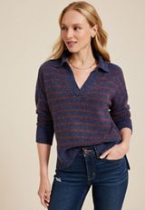 Cozier Than Cashmere Collared Sweater, BROWN RUBY COMBO, small