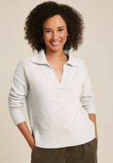 Cozier Than Cashmere Collared Sweater, C3348, small