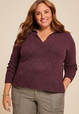 Plus Size Cozier Than Cashmere Collared Sweater, C5325, small