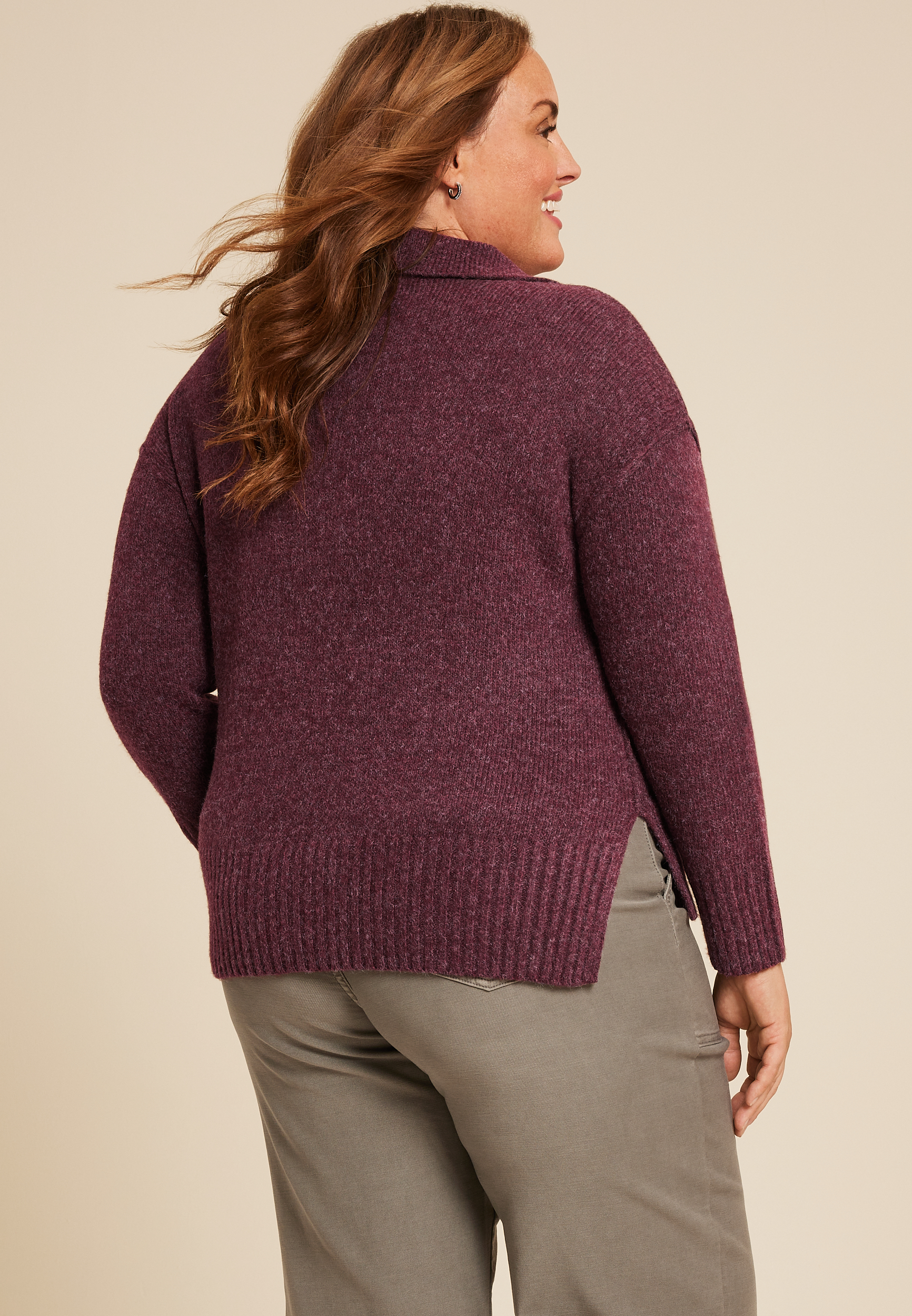 Plus Size Cozier Than Cashmere Collared Sweater, C5325, large