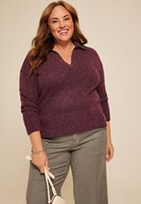 Plus Size Cozier Than Cashmere Collared Sweater, C5325, small