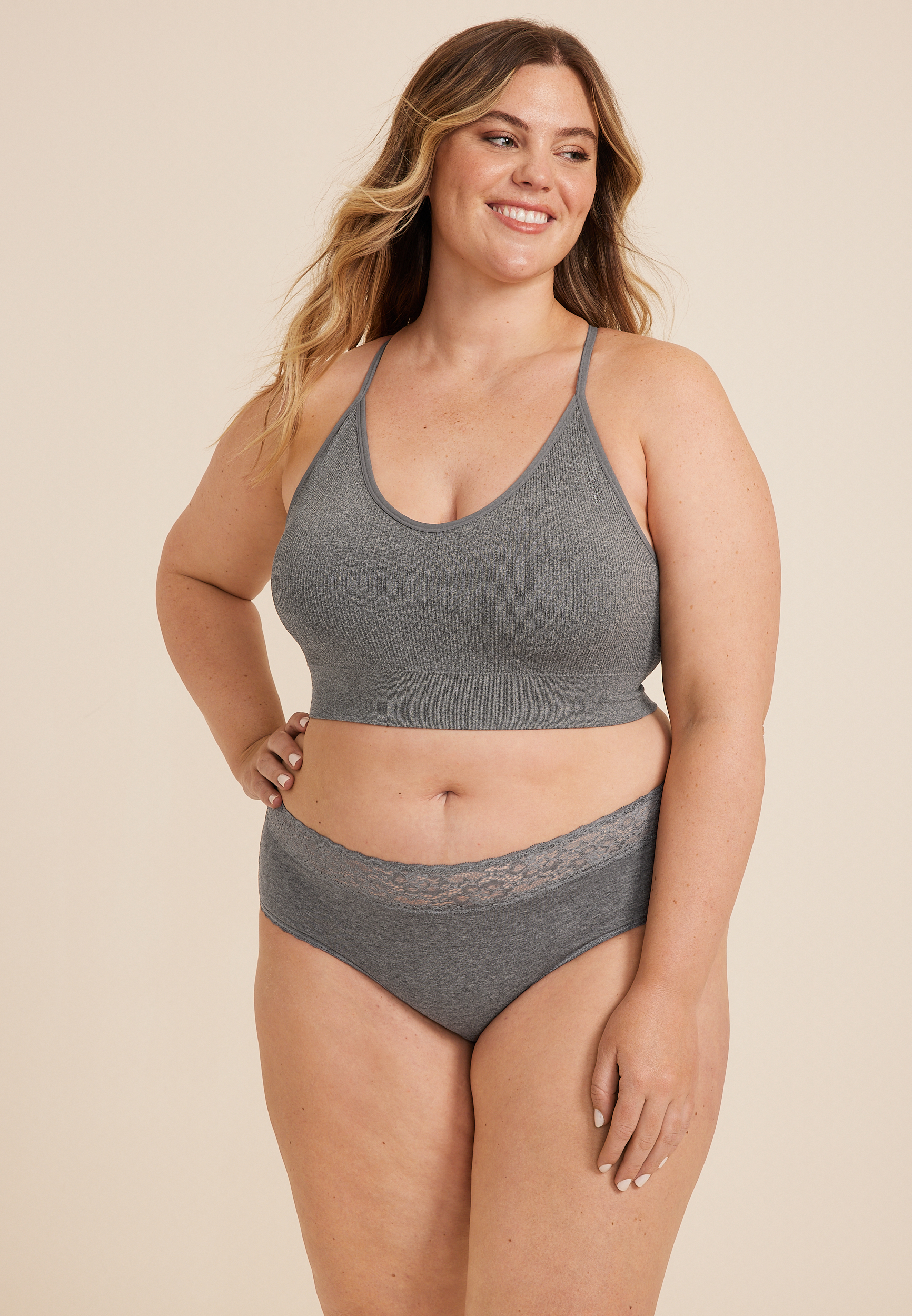Simply Comfy Dark Heather Gray Cotton Hipster Panty, , large