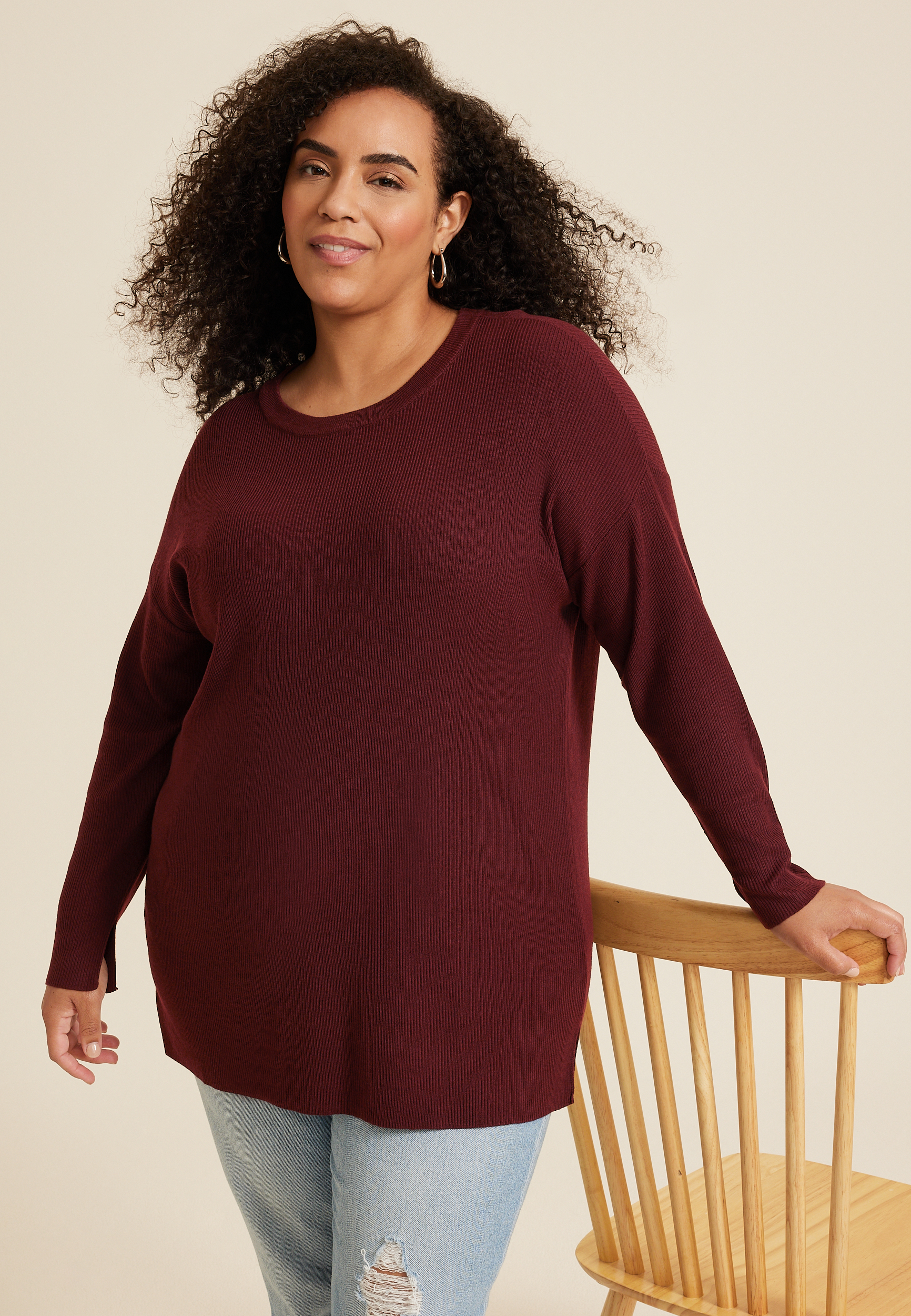 Plus Side Split Tunic Sweater