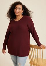 Plus Size Side Split Tunic Sweater, C5325, small