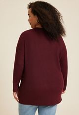 Plus Size Side Split Tunic Sweater, C5325, small