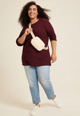 Plus Size Side Split Tunic Sweater, C5325, small