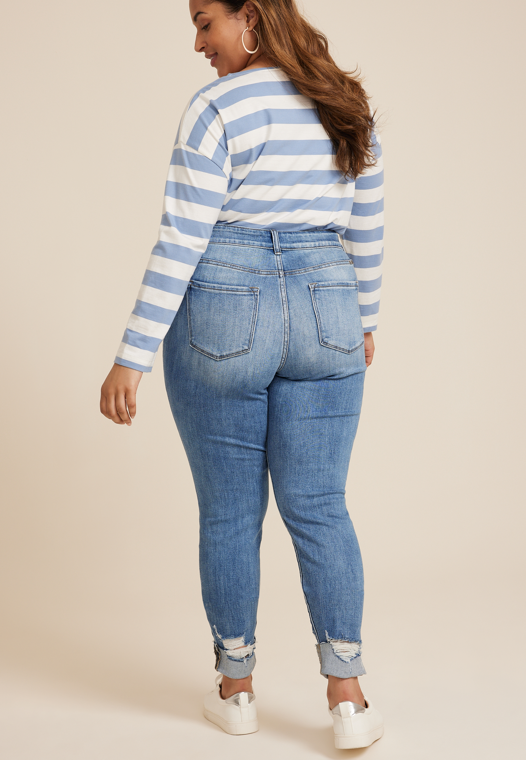 Plus Size KanCan&trade; Curvy High Rise Ripped Cuffed Hem Skinny Jean, C2806, large