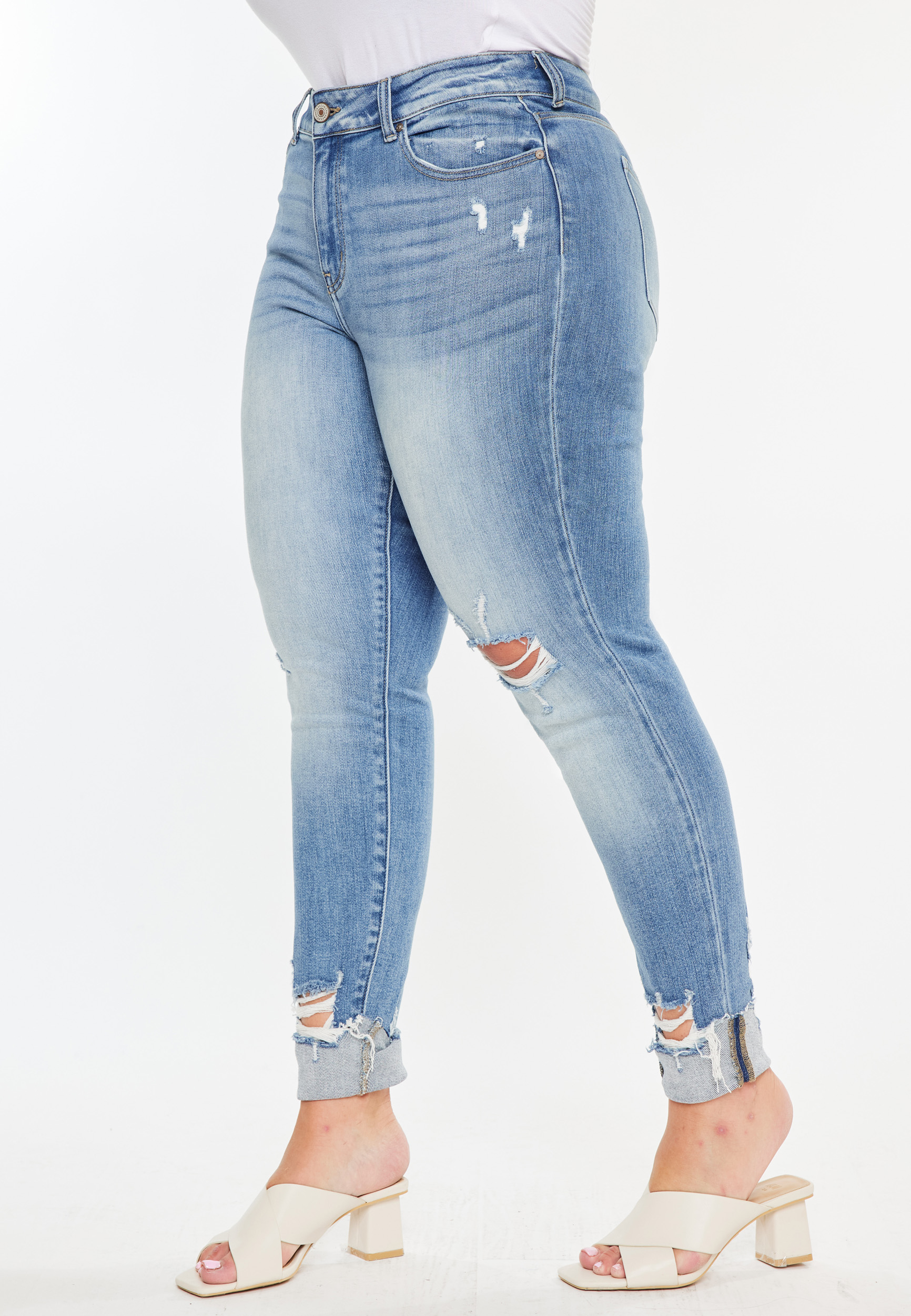 Plus Size KanCan&trade; Curvy High Rise Ripped Cuffed Hem Skinny Jean, C2806, large