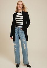 90s Slouch Cardigan, BLACK, small