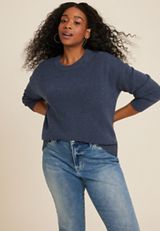 Plus Size Cabled Dells Crew Neck Sweater, C1919, small