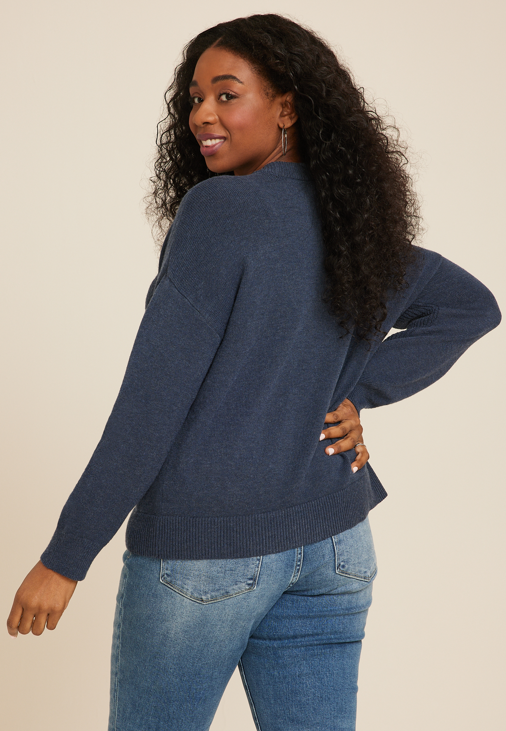 Plus Size Cabled Dells Crew Neck Sweater, C1919, large