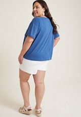 Plus Size American Mama Relaxed Fit Graphic Tee, Cobalt Blue, small