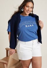 Plus Size American Mama Relaxed Fit Graphic Tee, Cobalt Blue, small