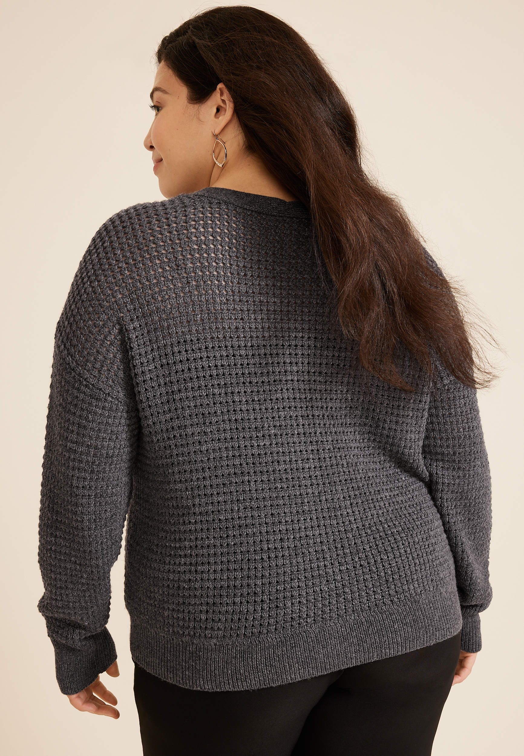Plus Mesh Button Front Cardigan