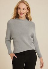 Metallic Roll Neck Dolman Sweater, C9767, small