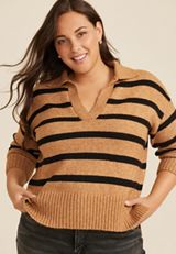 Plus Size Cozier Than Cashmere Collared Sweater, C9195, small