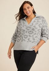 Plus Size Cozier Than Cashmere Collared Sweater, C9771, small