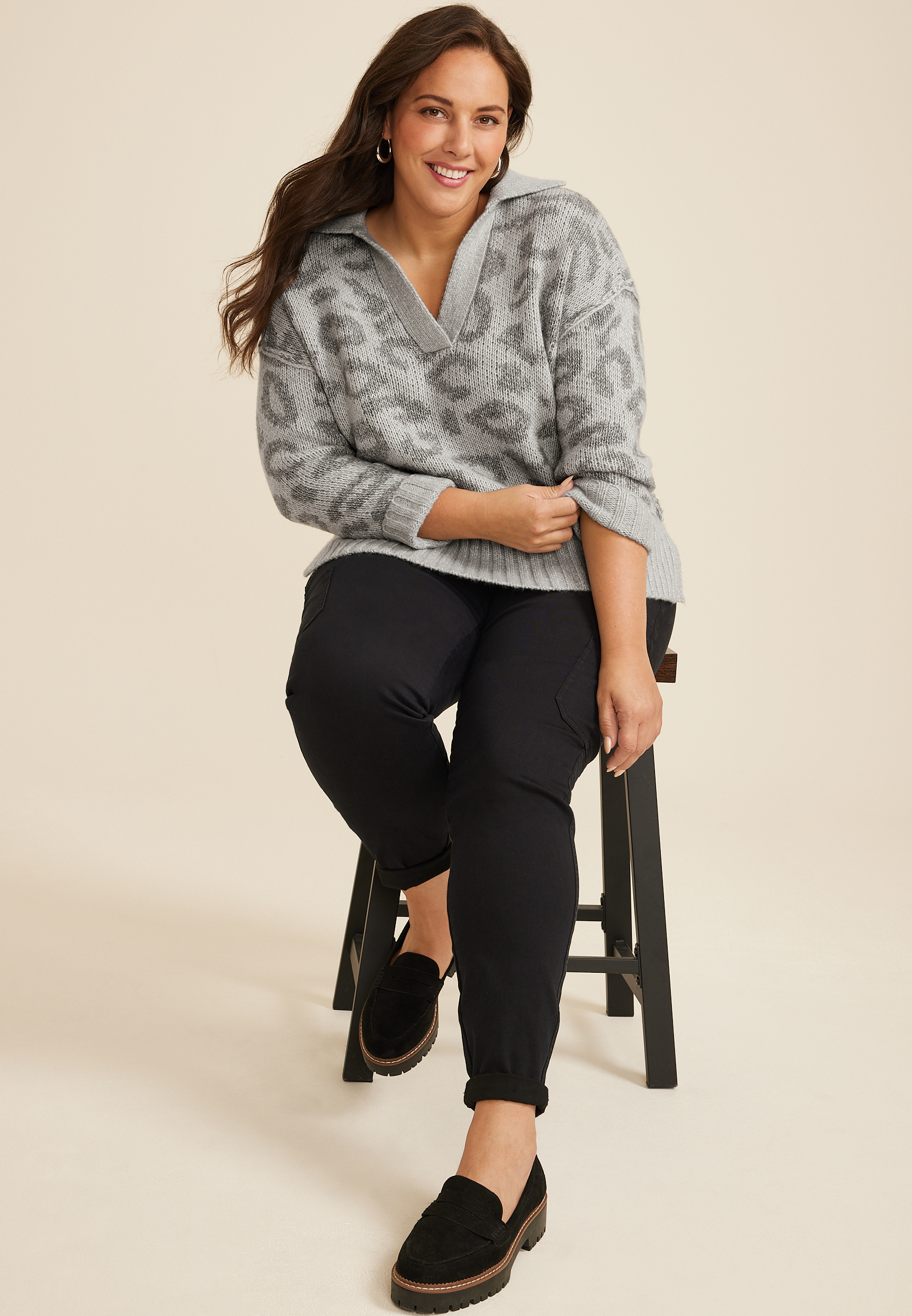 Plus Size Cozier Than Cashmere Collared Sweater, C9771, large