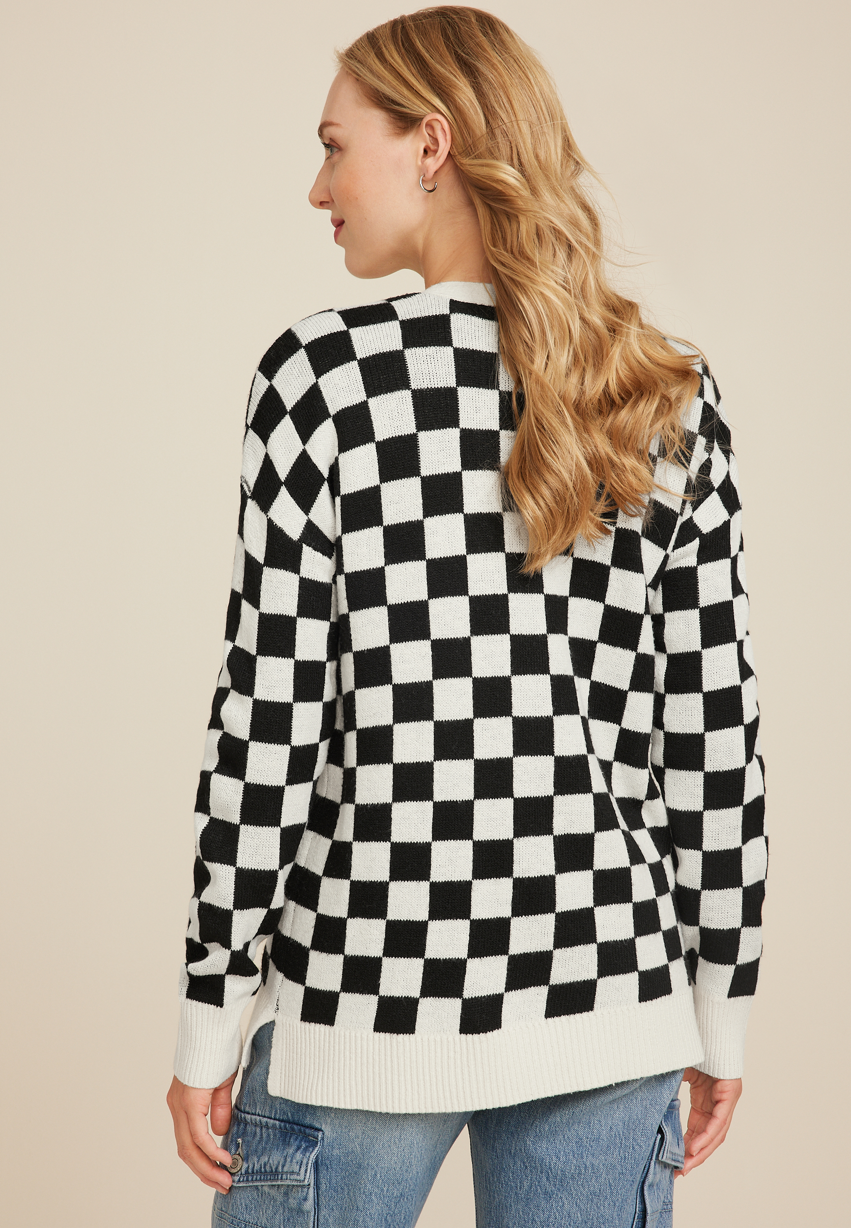 Checkered Cardigan, C3986, large