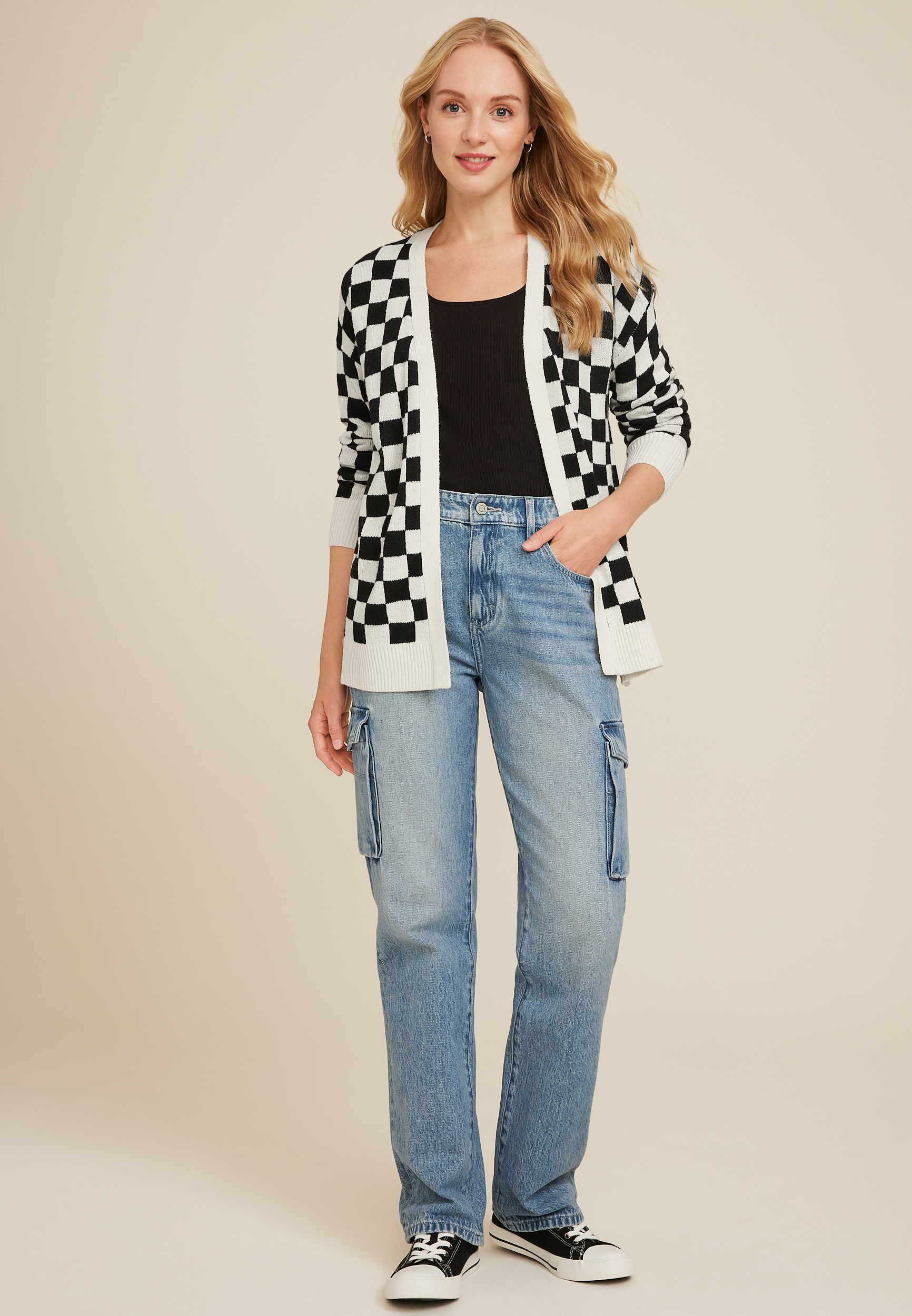 Checkered Cardigan, C3986, large