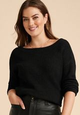 Boat Neck Sweater, BLACK, small
