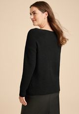 Boat Neck Sweater, BLACK, small