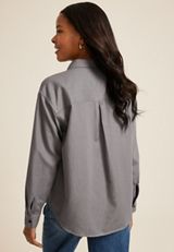 90s Prep Relaxed Utility Button Up Shirt, C9768, small