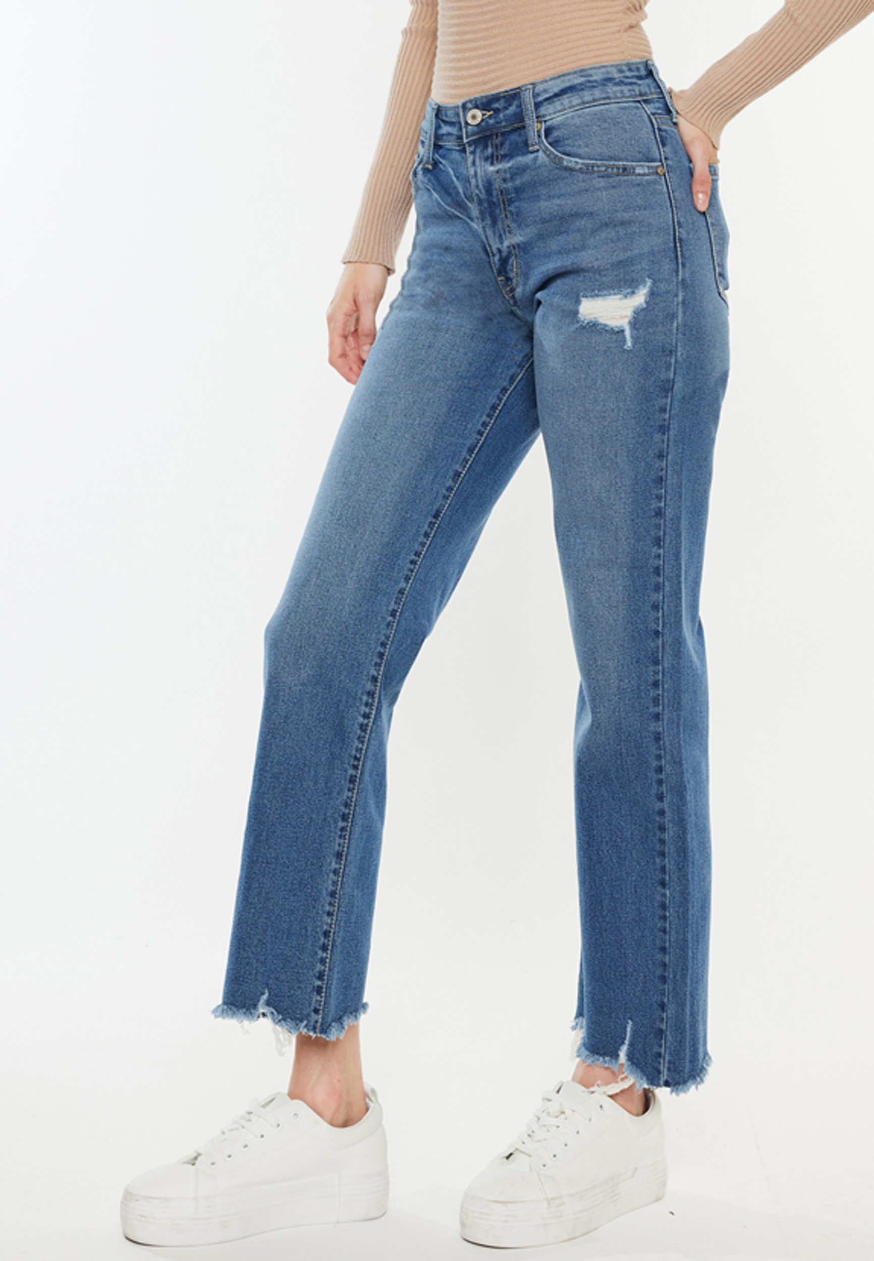 KanCan&trade; Ripped High Rise Slim Wide Leg Jean, C3337, large