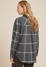Cabin Windowpane Boyfriend Button Down Shirt, C3511, small