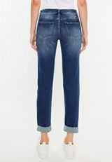 KanCan&trade; Ripped High Rise Button Fly Relaxed Girlfriend Jean, DARK SANDBLAST, small
