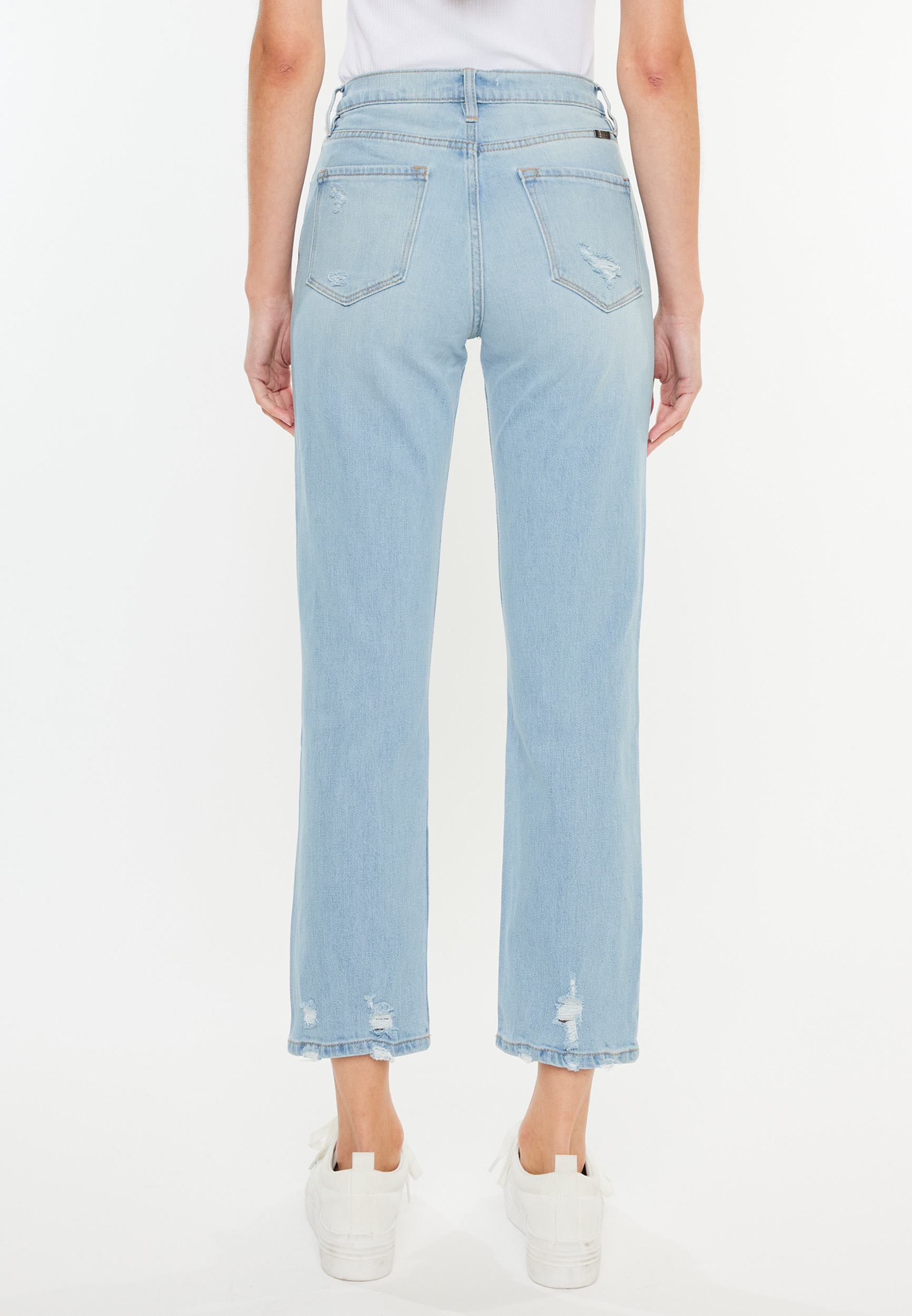 KanCan&trade; Light High Rise Ripped Slim Straight Jean, LIGHT SANDBLAST, large
